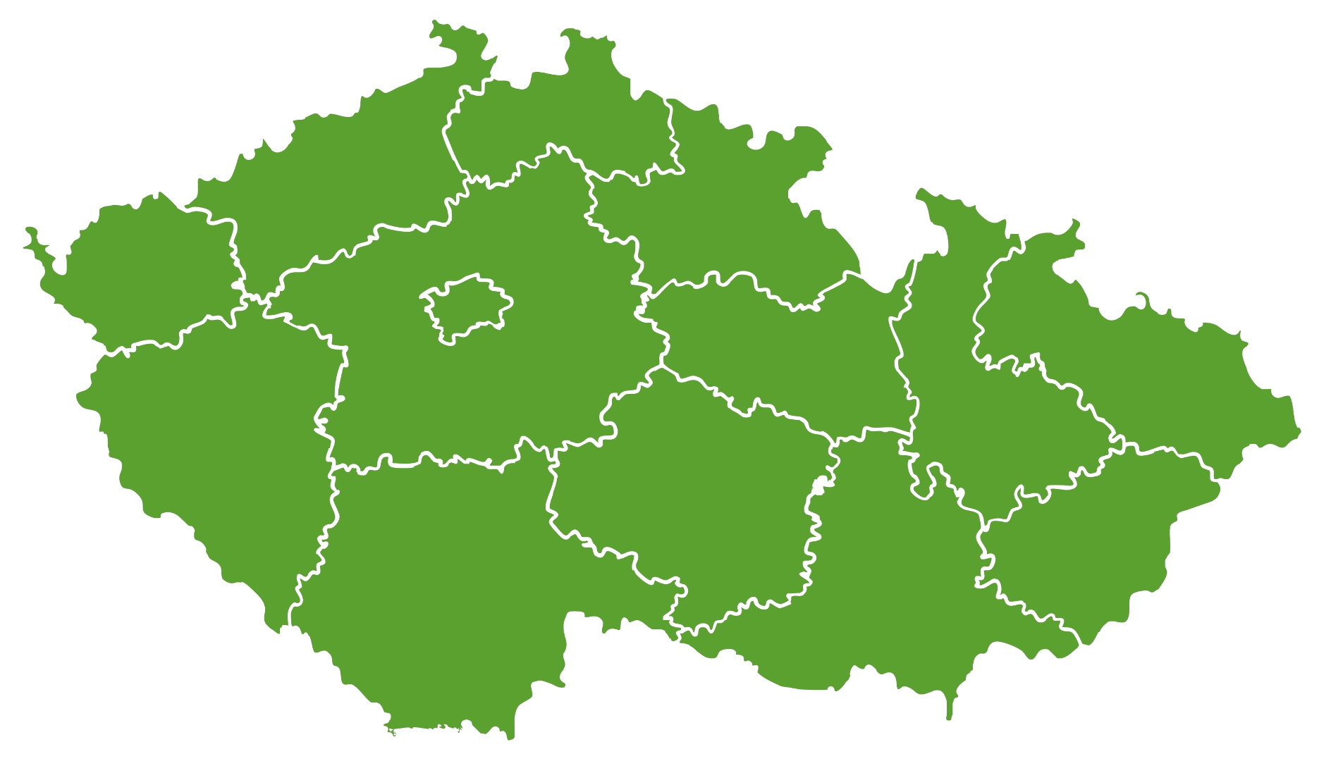 Mapa zastoupení v krajích